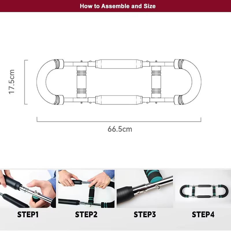 Adjustable Twister Arm Exerciser U-Shaped Wrist Strength Trainer Home Chest Expander for Shoulder Arm and Chest Exercise