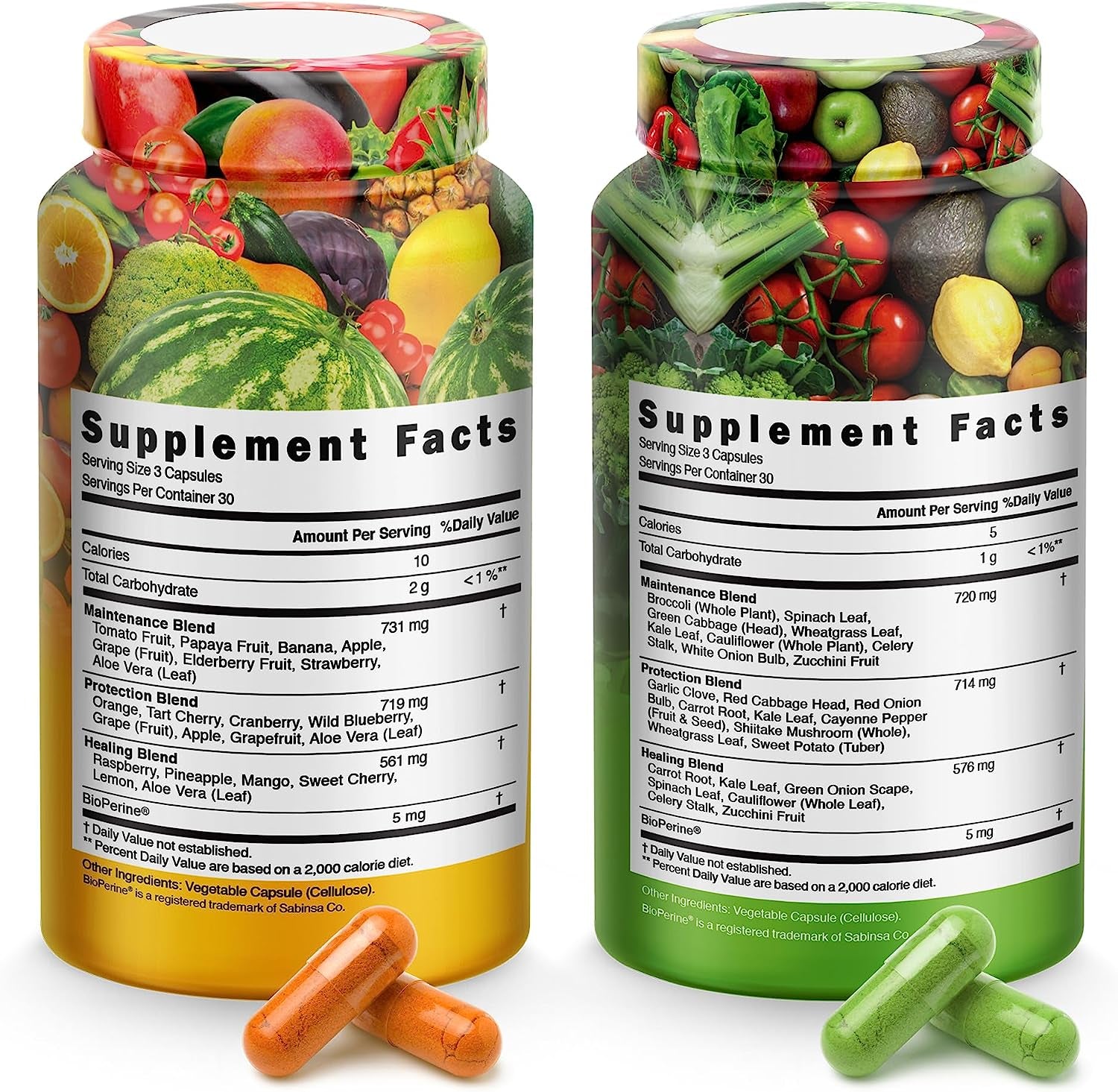 Superfood Fruit and Vegetable Capsules for Enhanced Health and Vitality for Men and Women