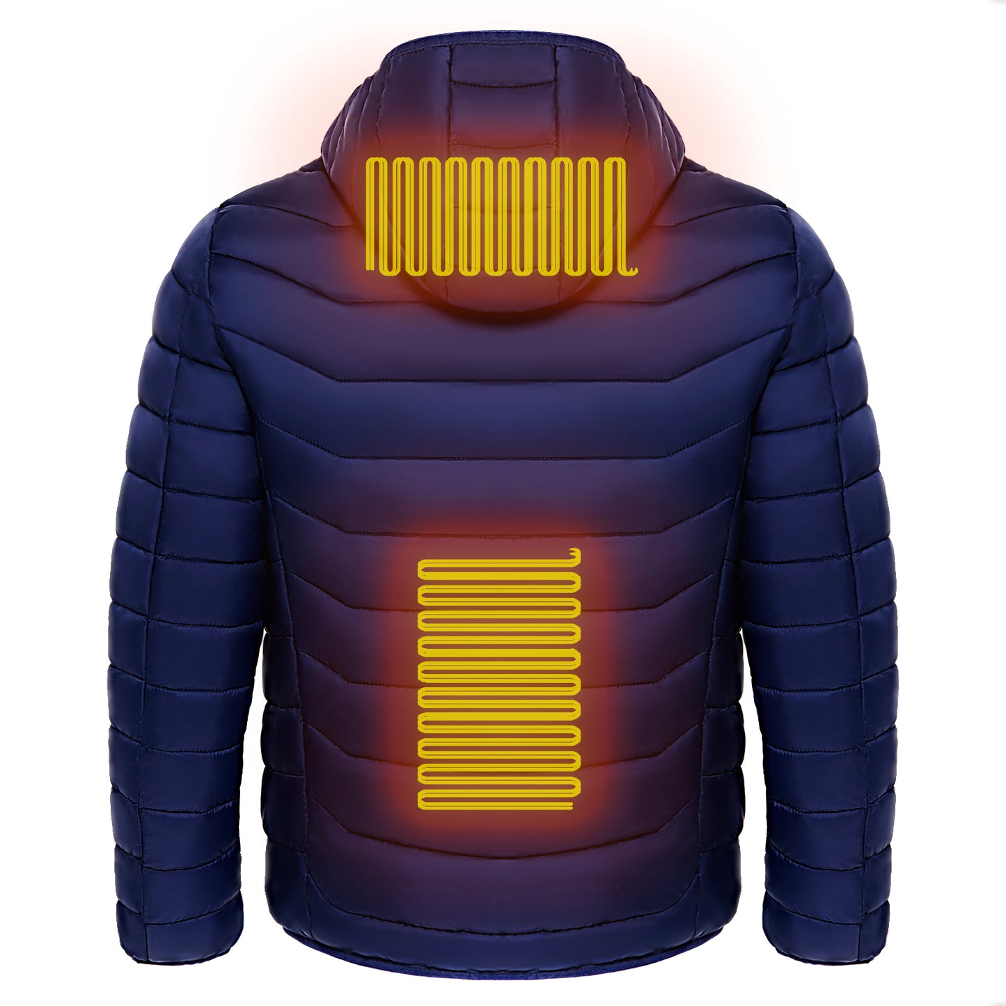 Stay Warm on the Slopes with Our Men's Heated Puffer Jacket - Insulated, Hooded, and Ready for Adventure!