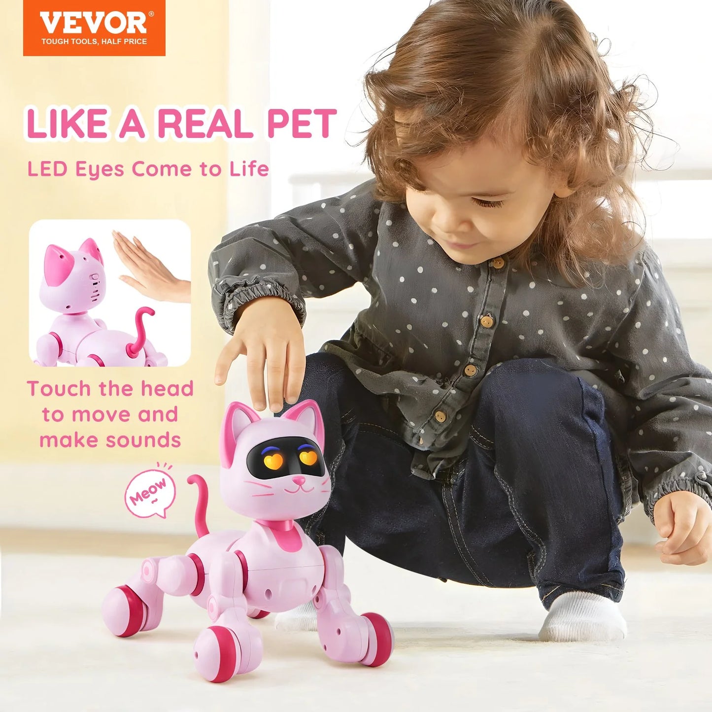 VEVOR Programmable Remote-Controlled Talking and Dancing Robot Cat Toy for Children