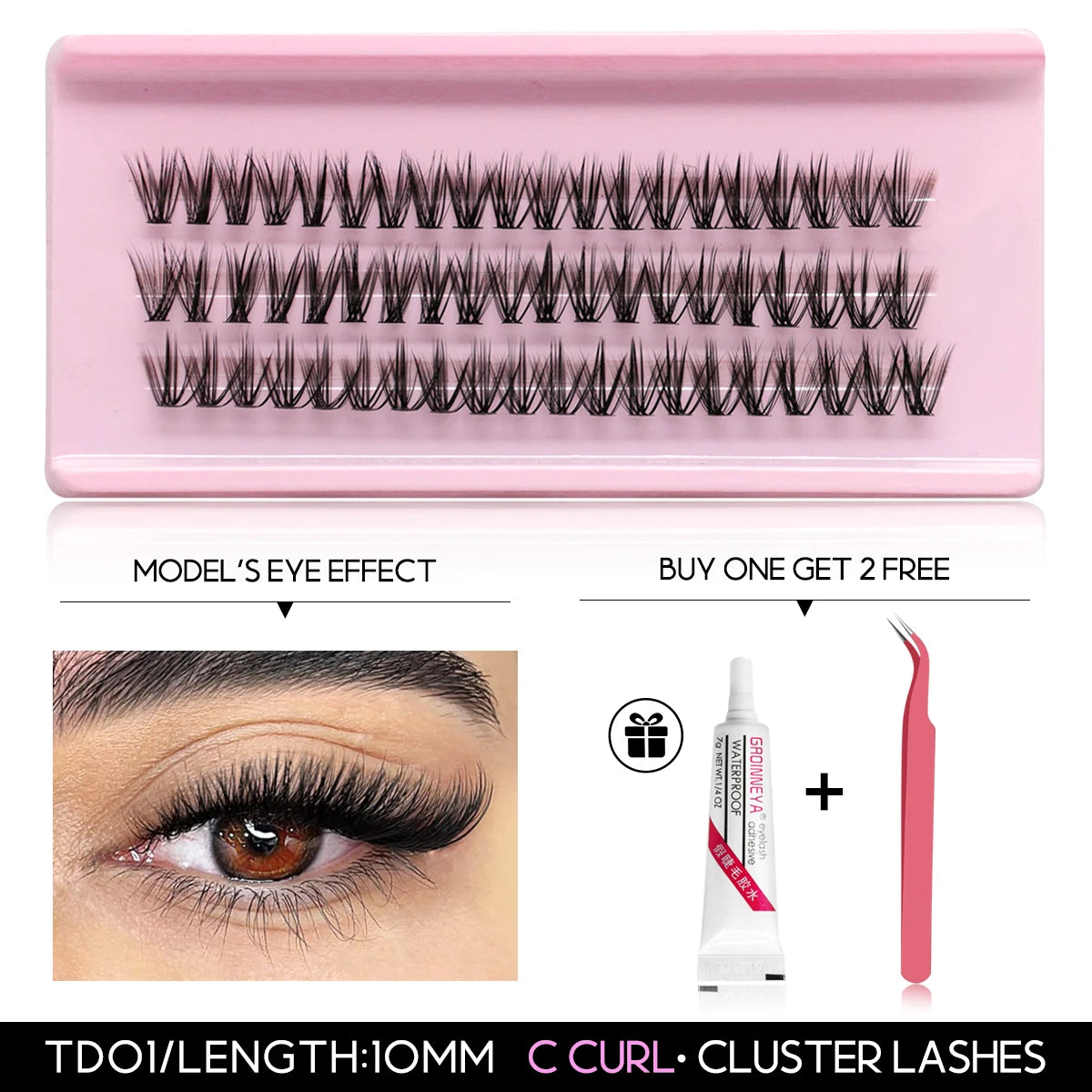 Eyelashes Extension Set Individual Lashes Natural Wispy Lashes Clusters Fluffy Kit Extension with Tweezers and Glue