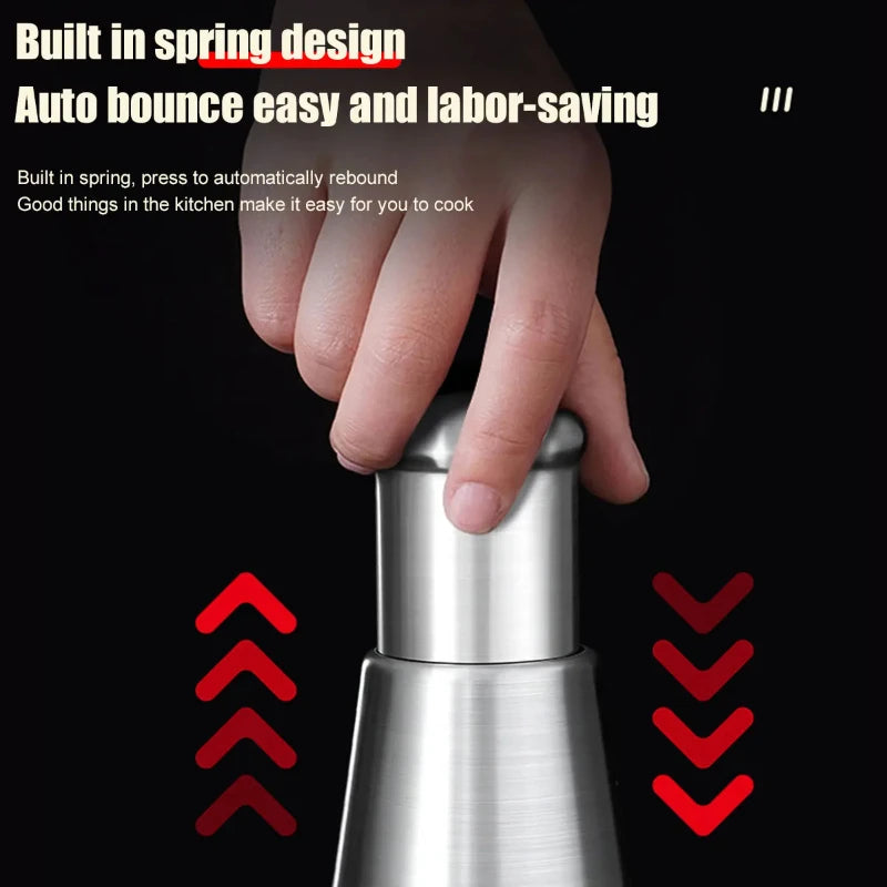 Stainless Steel Manual Garlic Chopper and Masher - Handheld Push Type Garlic Crusher for Effortless Kitchen Preparation