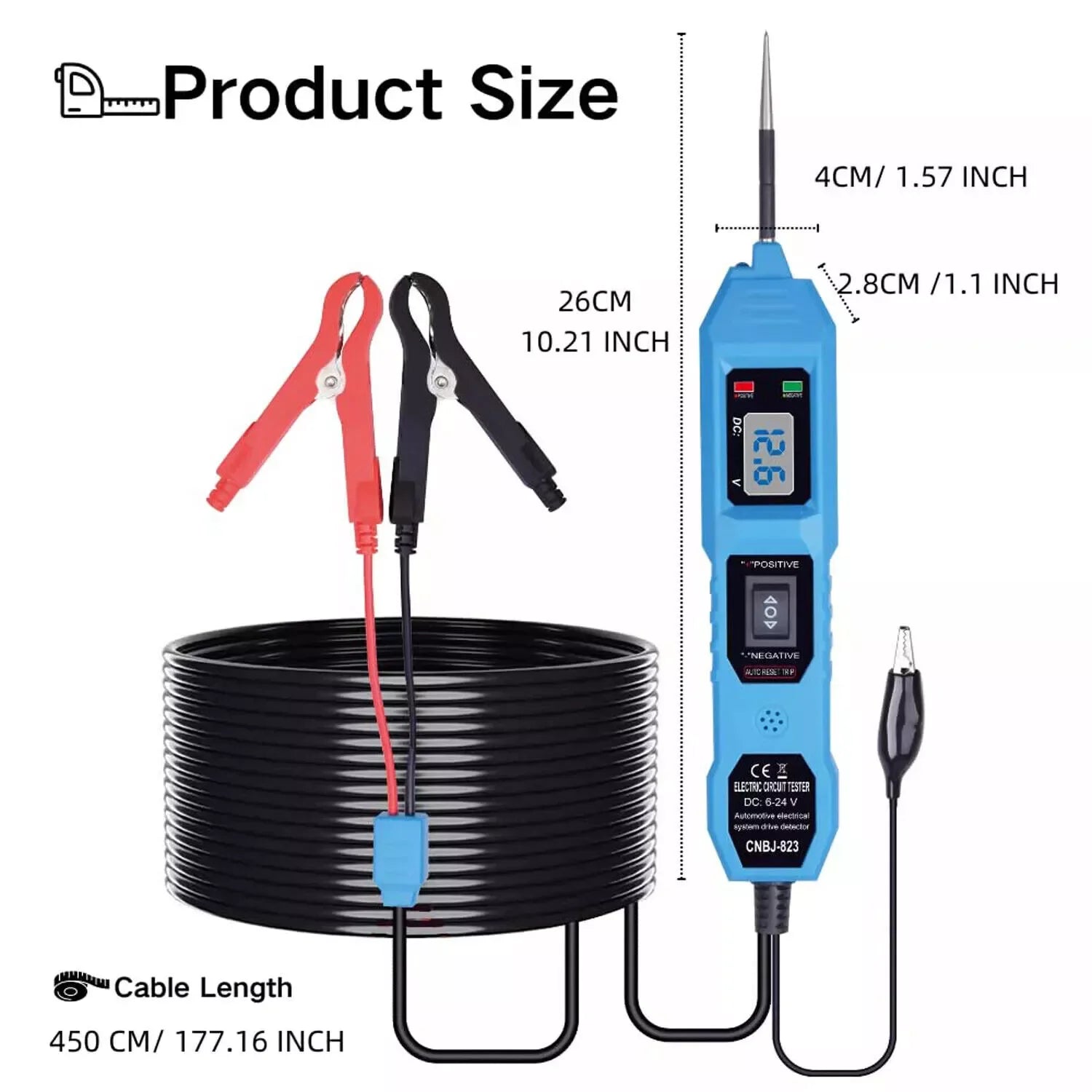 Digital Automotive Power Circuit Tester Probe for 3.5-36V Electrical Systems