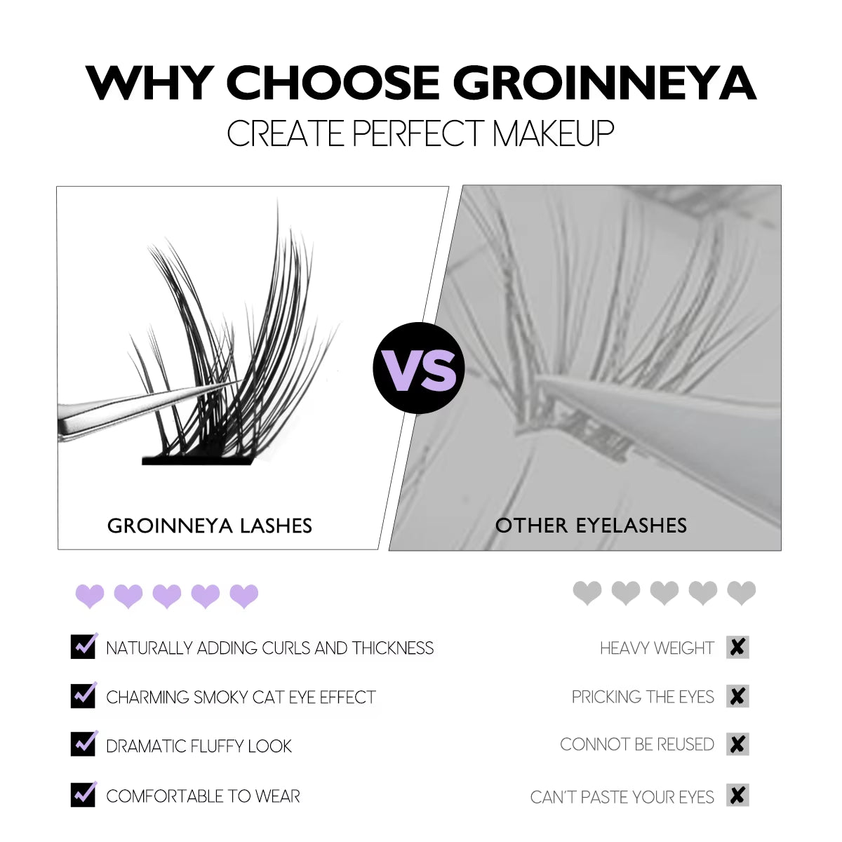 Eyelashes Extension Set Individual Lashes Natural Wispy Lashes Clusters Fluffy Kit Extension with Tweezers and Glue