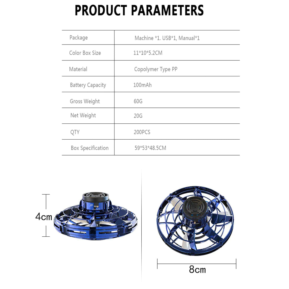 LED Flying Fidget Spinner Drone Ball - Stress Relief and Focus Toy for All Ages