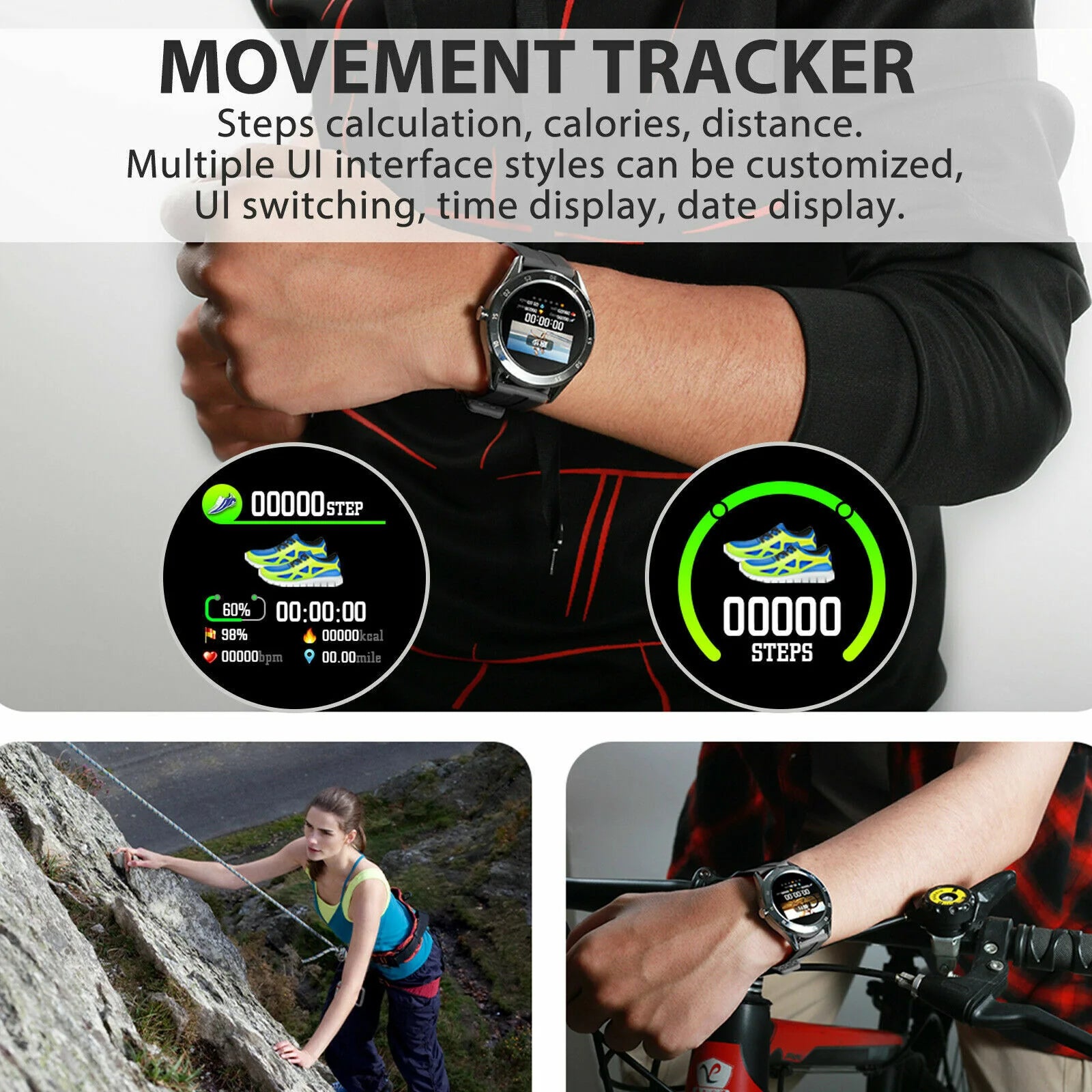 Waterproof Bluetooth Smartwatch with Heart Rate Monitoring for iOS and Android