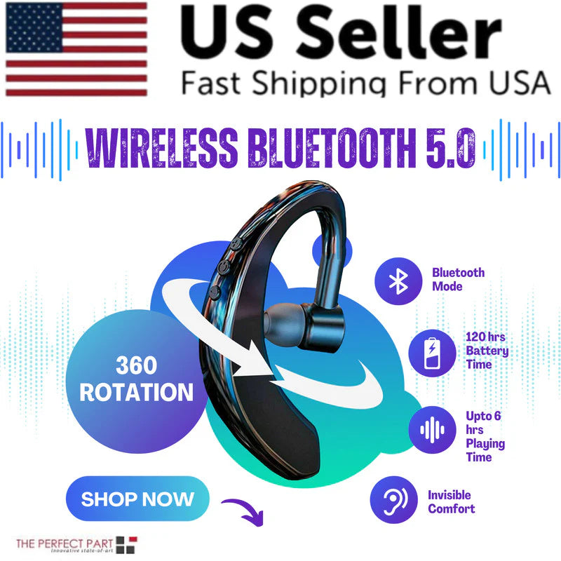 Wireless Bluetooth 5.0 Noise-Cancelling Earpiece Headset for Drivers and Truckers