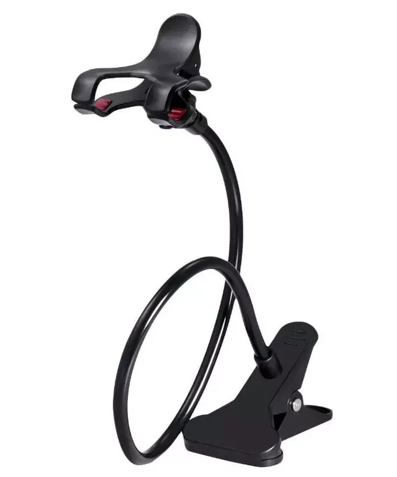 Universal Flexible Gooseneck Stand Holder for Mobile Phones with Clip for Bed, Desk, and Table Use