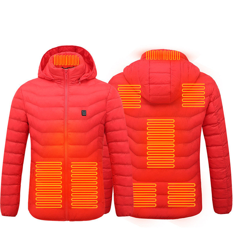 Stay Warm on the Slopes with Our Men's Heated Puffer Jacket - Insulated, Hooded, and Ready for Adventure!