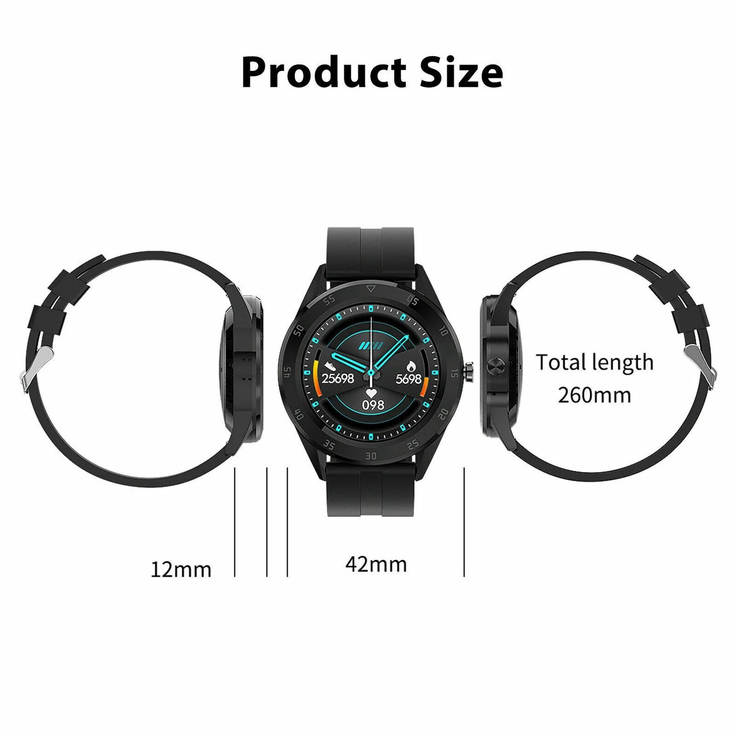 Waterproof Bluetooth Smartwatch with Heart Rate Monitoring for iOS and Android
