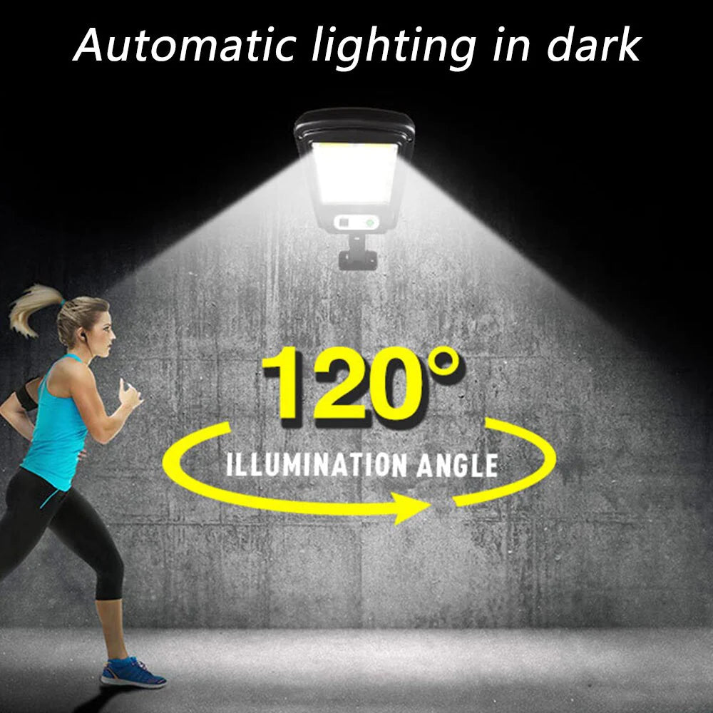 LED Solar Street Light with Remote Control, COB Technology, PIR Motion Sensor, IP65 Waterproof Outdoor Wall Lamp