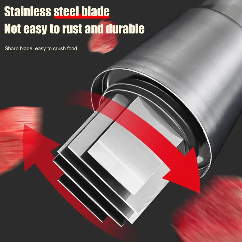 Stainless Steel Manual Garlic Chopper and Masher - Handheld Push Type Garlic Crusher for Effortless Kitchen Preparation