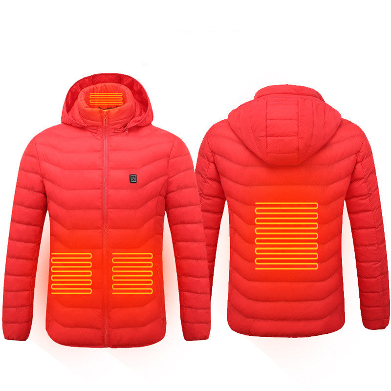 Stay Warm on the Slopes with Our Men's Heated Puffer Jacket - Insulated, Hooded, and Ready for Adventure!