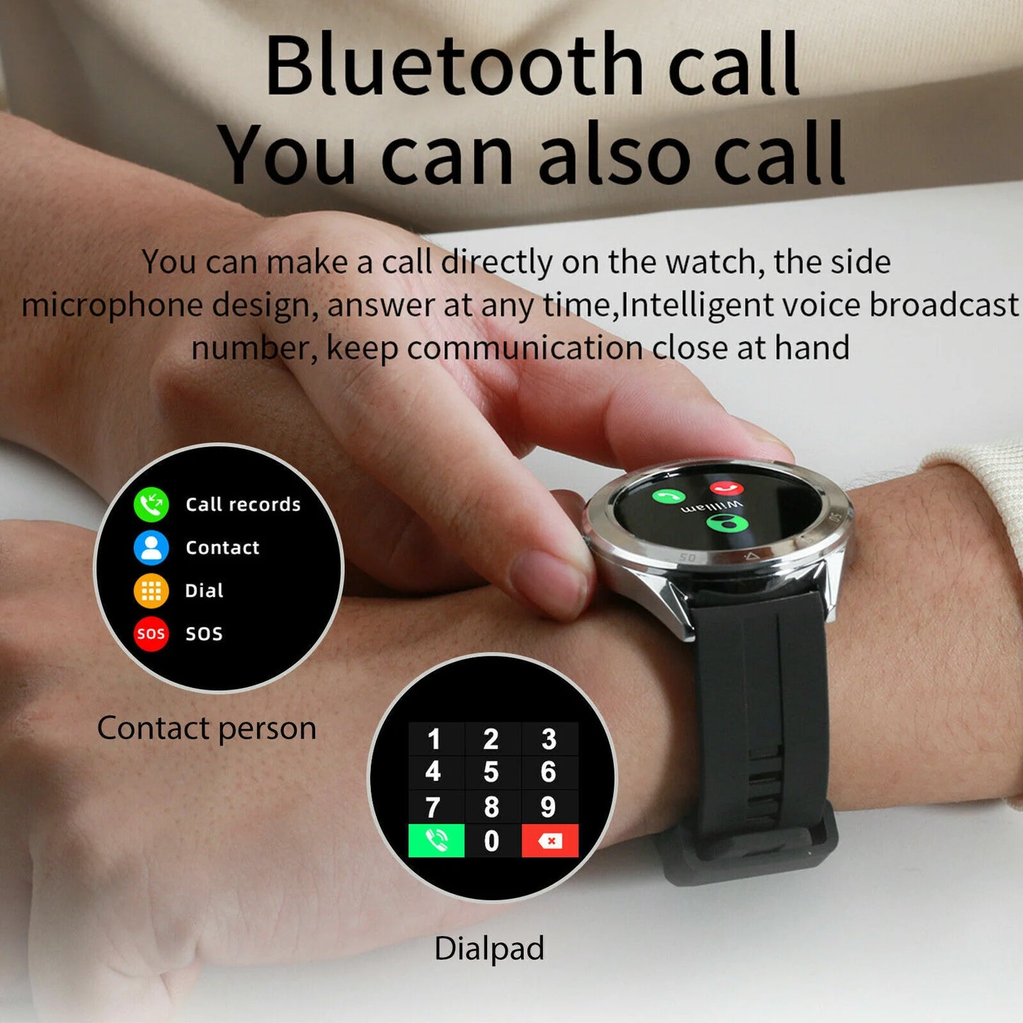 Waterproof Bluetooth Smartwatch with Heart Rate Monitoring for iOS and Android