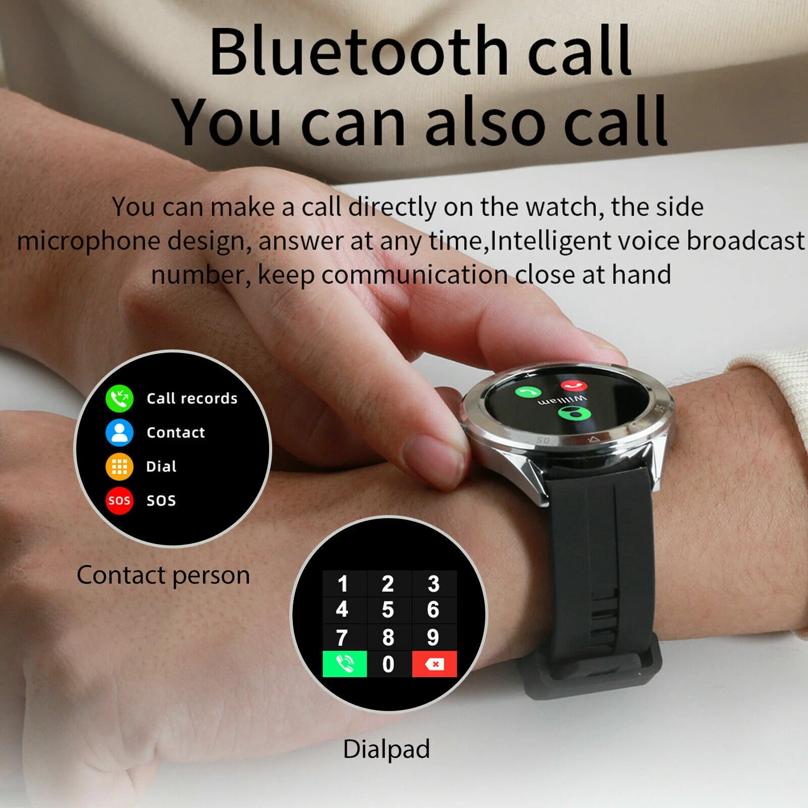 Waterproof Bluetooth Smartwatch with Heart Rate Monitoring for iOS and Android