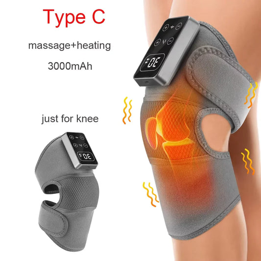 Electric Heated Vibration Knee Massage Physiotherapy Pad - 3-in-1 Massager for Shoulder and Elbow Pain Relief with Hot Compress Function