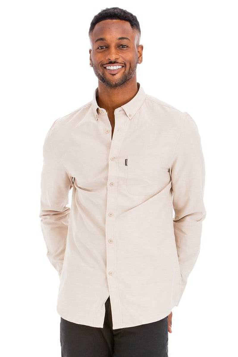 Men's Solid Long Sleeve Button-Down Shirt