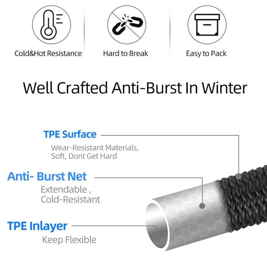 Deluxe Expandable Flexible Garden Hose - 25, 50, 75, 100FT - 4X Stronger Durability