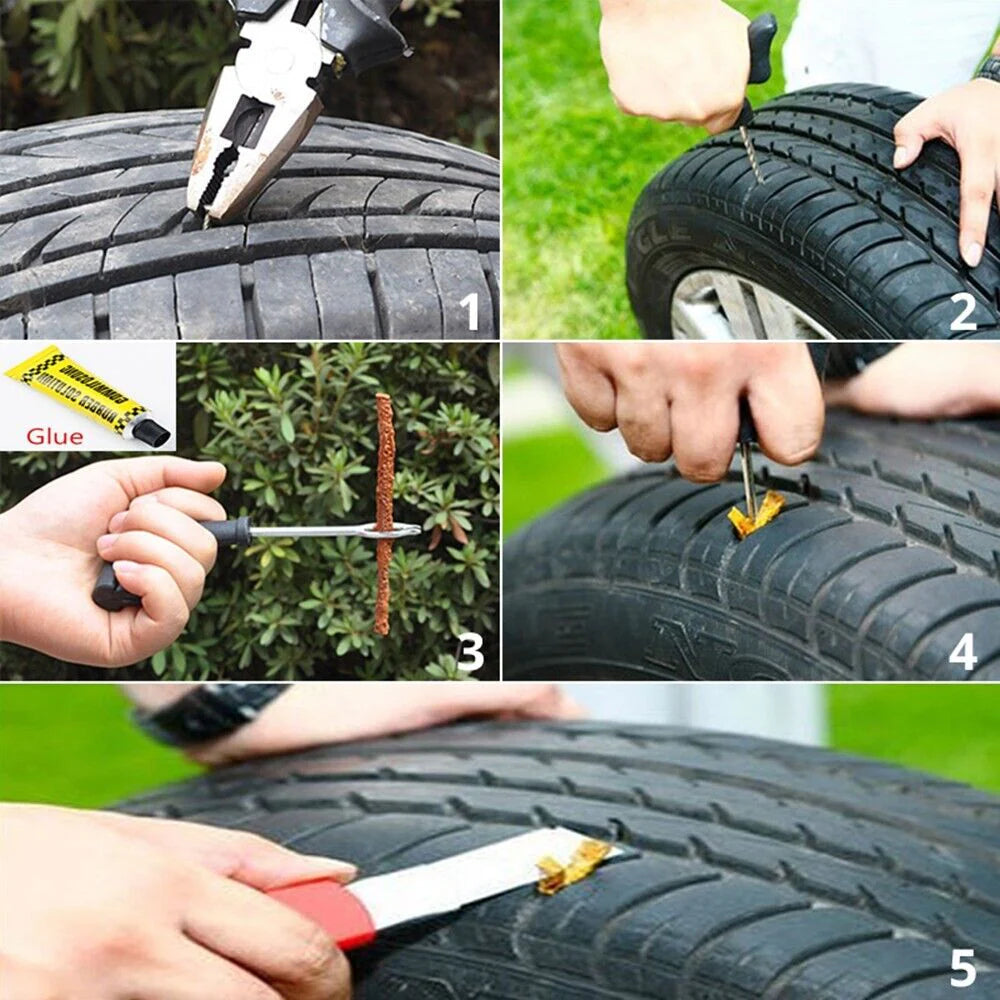68Pc Tire Repair Kit DIY Flat Tire Repair Car Truck Motorcycle Home Plug Patch