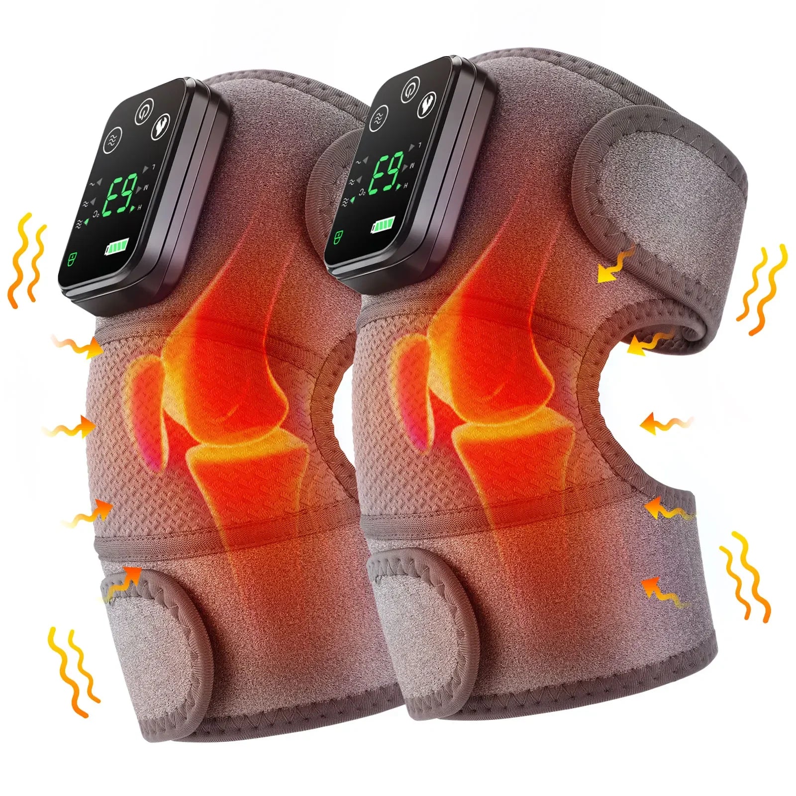 Electric Heated Vibration Knee Massage Physiotherapy Pad - 3-in-1 Massager for Shoulder and Elbow Pain Relief with Hot Compress Function