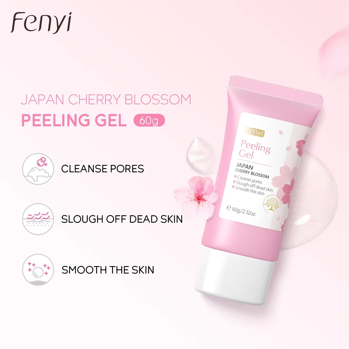 Sakura Deep Cleansing Exfoliating Gel for Skin Whitening and Moisturization - 60g Facial Scrub