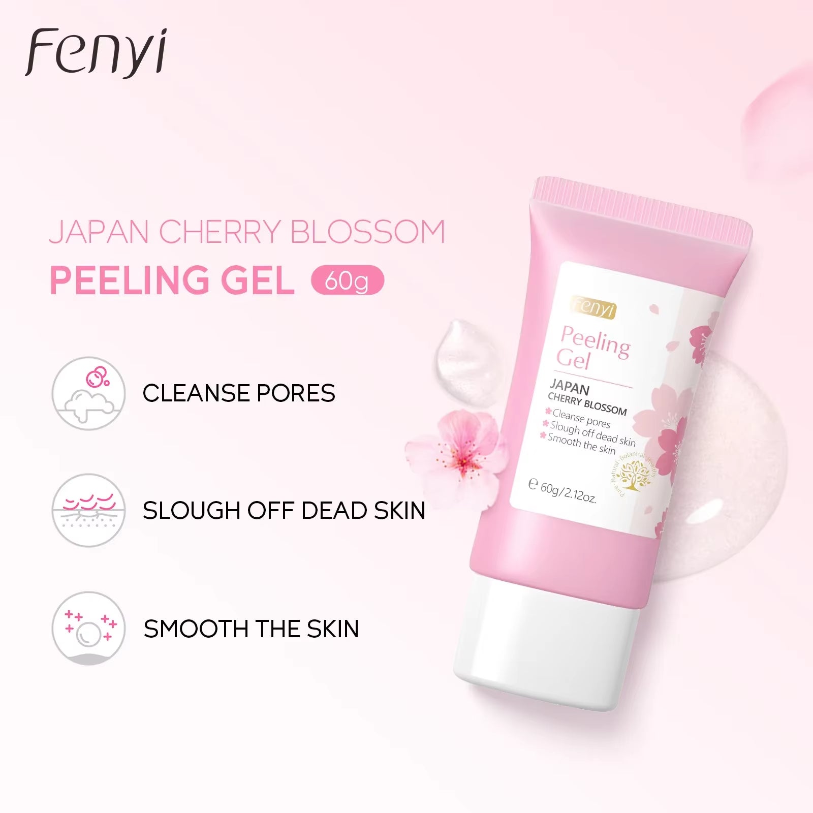 Sakura Deep Cleansing Exfoliating Gel for Skin Whitening and Moisturization - 60g Facial Scrub
