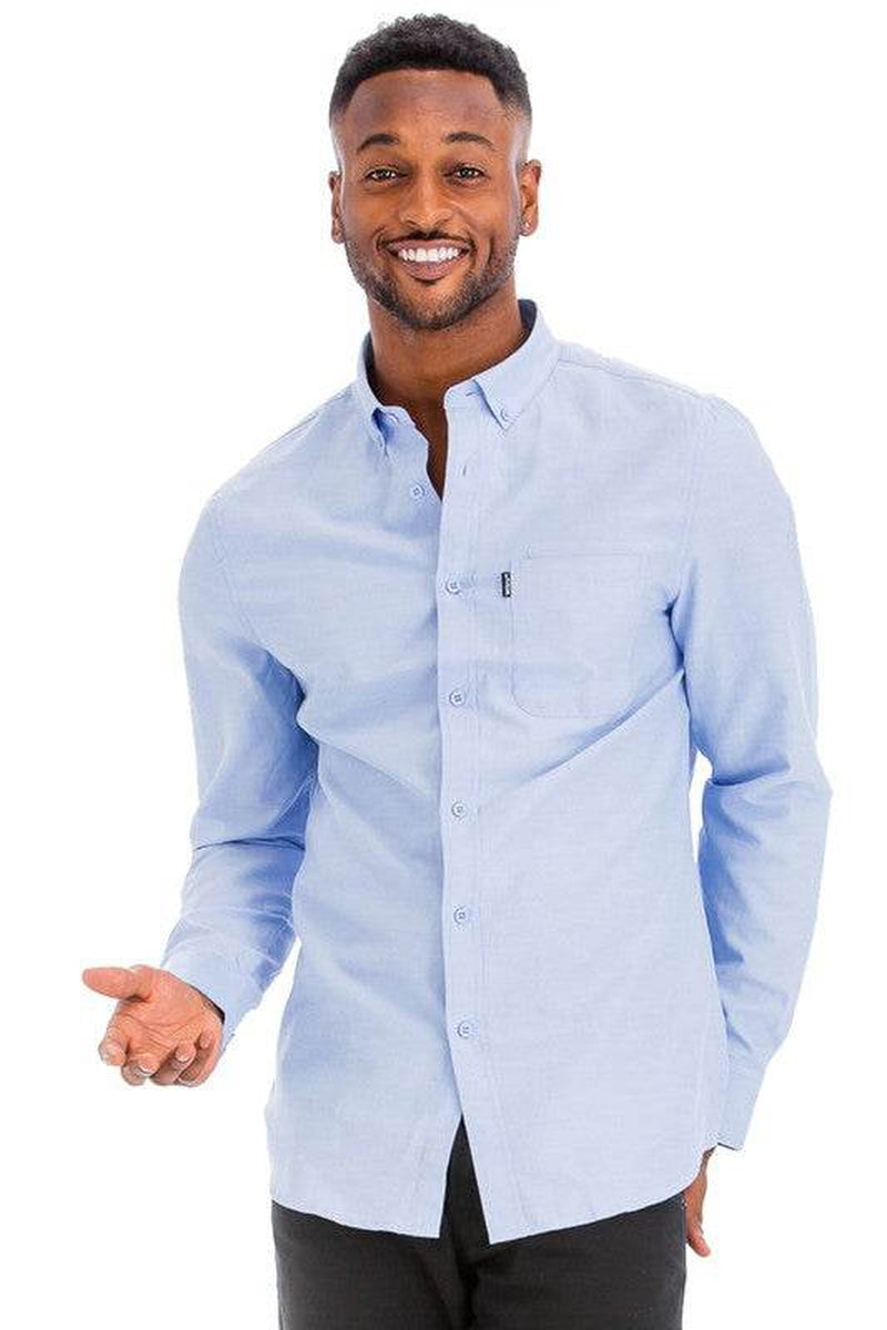 Men's Solid Long Sleeve Button-Down Shirt