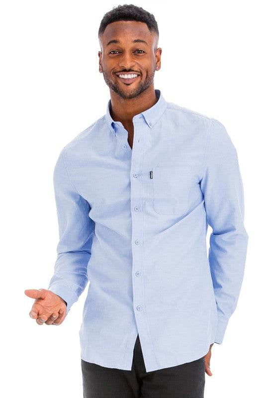 Men's Solid Long Sleeve Button-Down Shirt