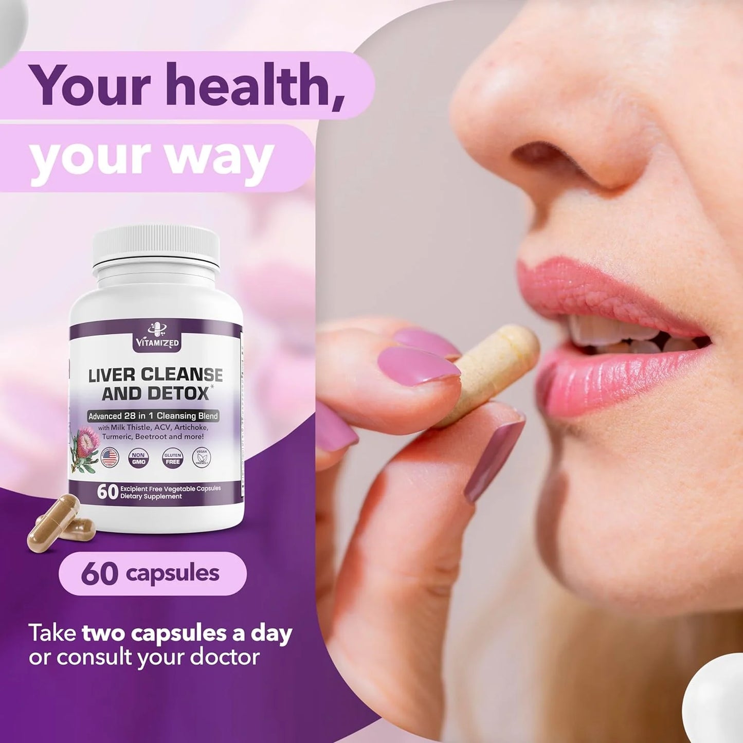 Liver Health Supplement - Advanced Detox Formula with Milk Thistle, Artichoke Extract, Dandelion, and Apple Cider Vinegar