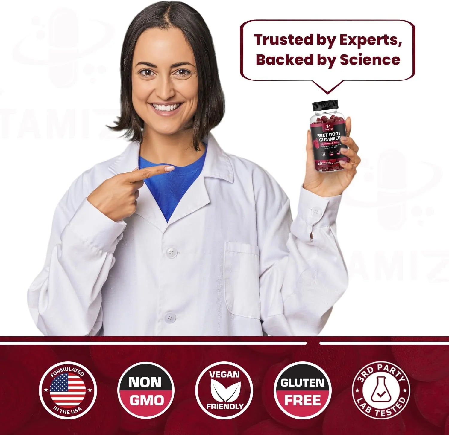 Vitamized Beetroot Gummies 1000mg - Nitric Oxide Support Supplement