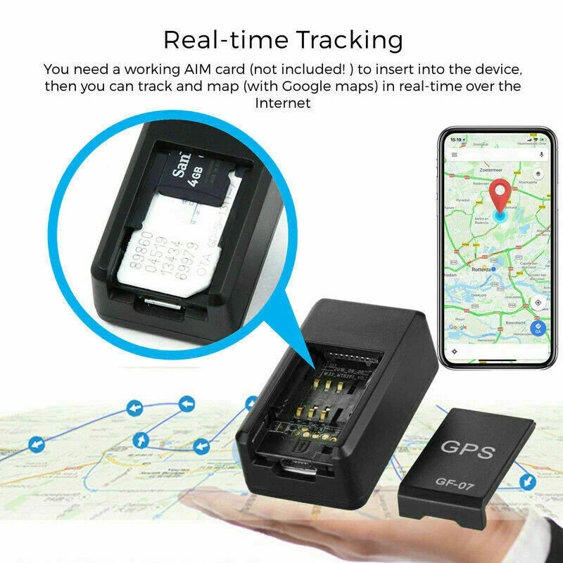 GF07 Mini Magnetic GPS Tracker - Real-Time Vehicle Locator for Cars and Trucks (GSM/GPRS, USA)
