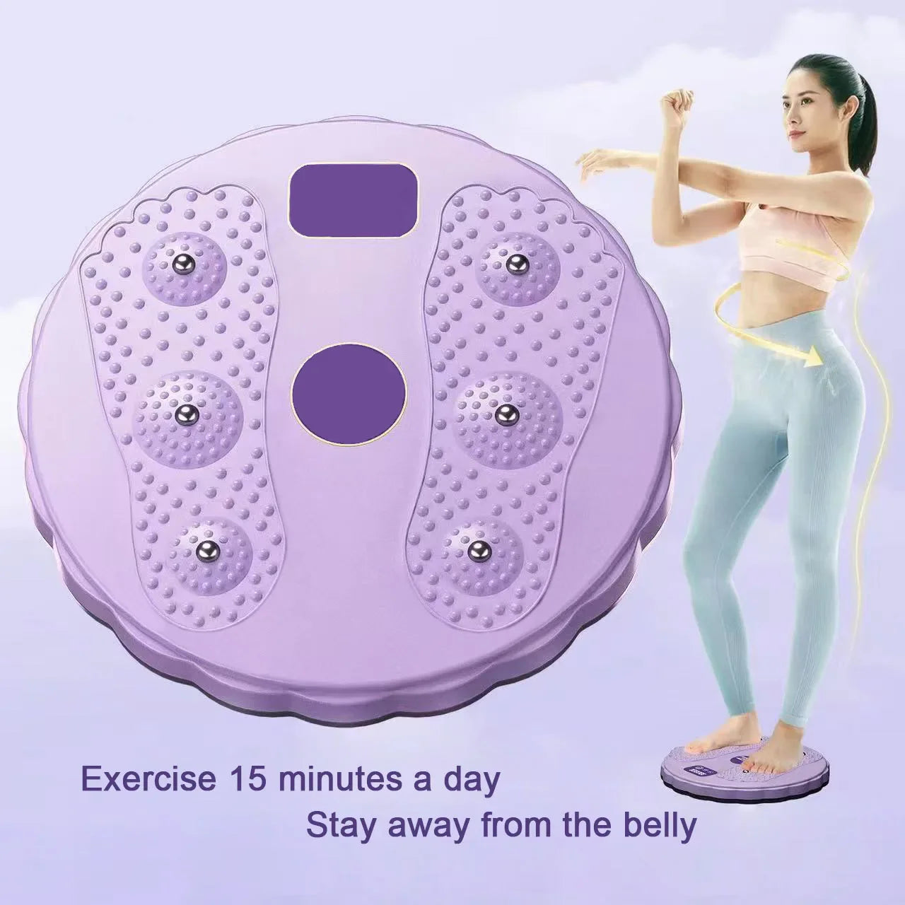 Purple Waist Twister Disc, Waist Twist Board for Exercise Twisting Waist Disc with Counter Waist Twister for Women Belly Fat Body Shaping Fitness Twister Machine with Massage Foot Sole